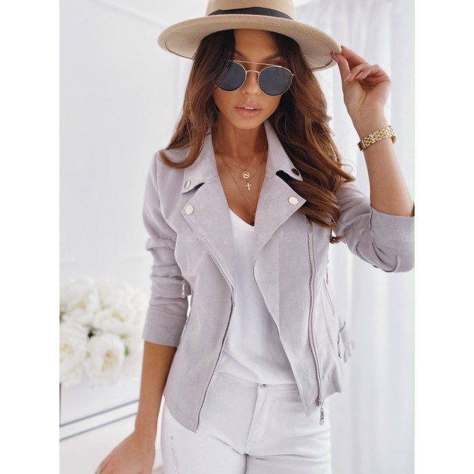 Zip-up Lapel Jacket With Pockets Ins Fashion Long Sleeve Short Tops Women's Clothing