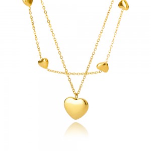 Fashion Jewelry Multilayer Heart Pendant Necklaces For Women Stainless Steel Chain Choker Zircon Moon Star Necklace Femme Wedding Jewelry Gift