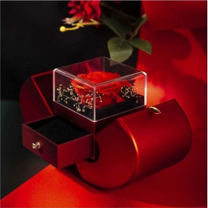 Fashion Jewelry Box Red Apple Christmas Gift Necklace Eternal Rose For Girl Mother's Day Valentine's Day Gifts With Artificial Flower Rose Flower Jewelry Box