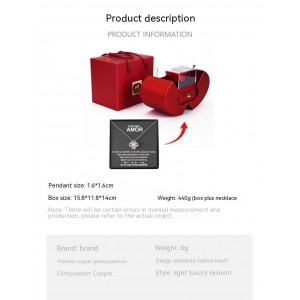 Fashion Jewelry Box Red Apple Christmas Gift Necklace Eternal Rose For Girl Mother's Day Valentine's Day Gifts With Artificial Flower Rose Flower Jewelry Box