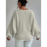 New Lantern-sleeved Pullover Sweater Fashion Line Printed Loose Tops Women's Clothing