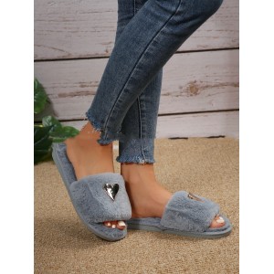 Fluffy Slipper Fall Winter Warm Home Fur Furry Slippers Women Plush Shoes Indoor House Fuzzy Flip Flops Female Padded Fleece Living Bedroom