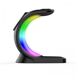 4 In 1 Magnetic Wireless Charger Fast Charging For Smart Phone Atmosphere Light Charging Station For Airpods Pro I-phone Watch