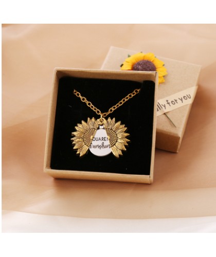 You Are My Sunshine Sunflower Necklace Women Men