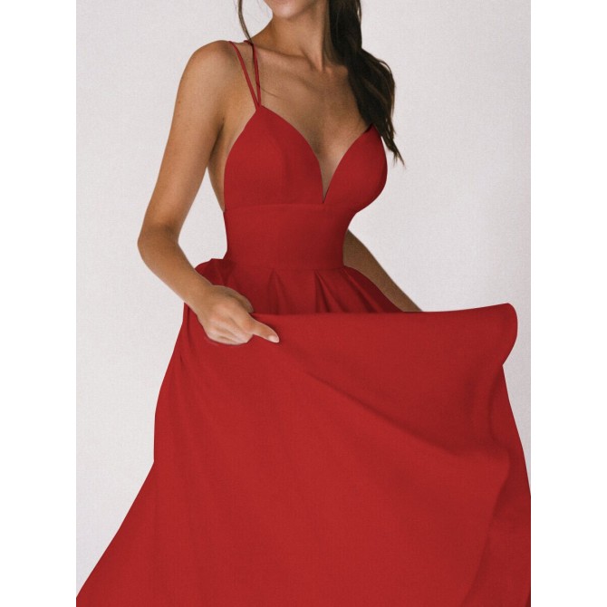 Sexy V-neck Suspender Dress Summer Fashion A-Line Long Dresses For Women