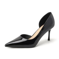 Korean style solid color patent leather high heels