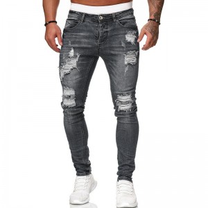 Vintage Ripped Skinny Jeans for Men Slim Fit Style