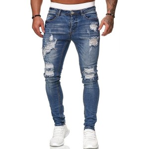 Vintage Ripped Skinny Jeans for Men Slim Fit Style