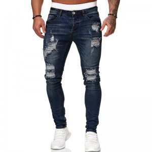 Vintage Ripped Skinny Jeans for Men Slim Fit Style