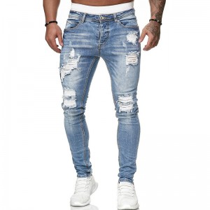 Vintage Ripped Skinny Jeans for Men Slim Fit Style