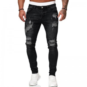 Vintage Ripped Skinny Jeans for Men Slim Fit Style