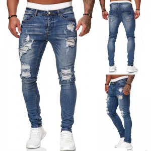 Vintage Ripped Skinny Jeans for Men Slim Fit Style