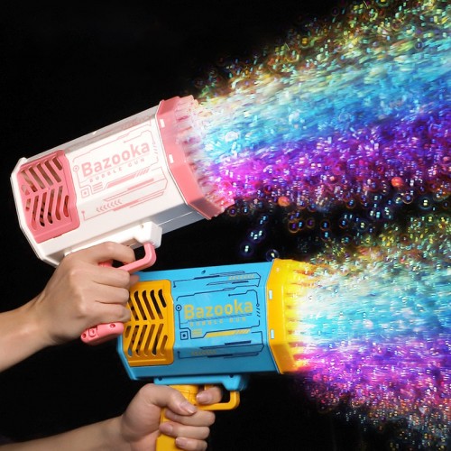 Kids Bubble Gun Toy 69 Holes & LED Lights