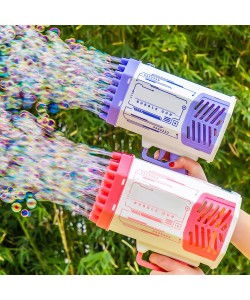 Kids Bubble Gun Toy 69 Holes & LED Lights