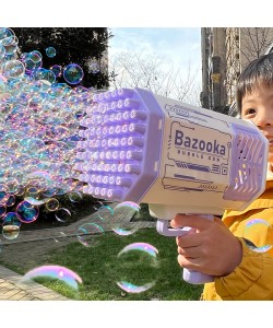 Kids Bubble Gun Toy 69 Holes & LED Lights