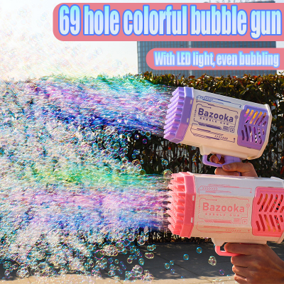 Kids Bubble Gun Toy 69 Holes & LED Lights