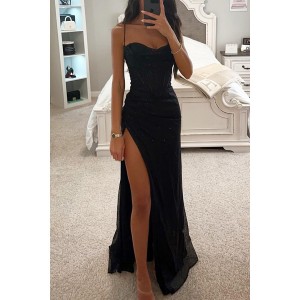 Sexy Split V-Neck Dress Slim Summer Party Wear
