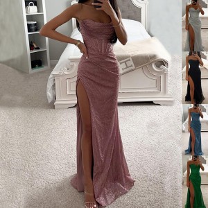 Sexy Split V-Neck Dress Slim Summer Party Wear