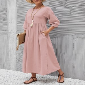 Women's Summer A-Line Dress – Short Sleeve with Pockets