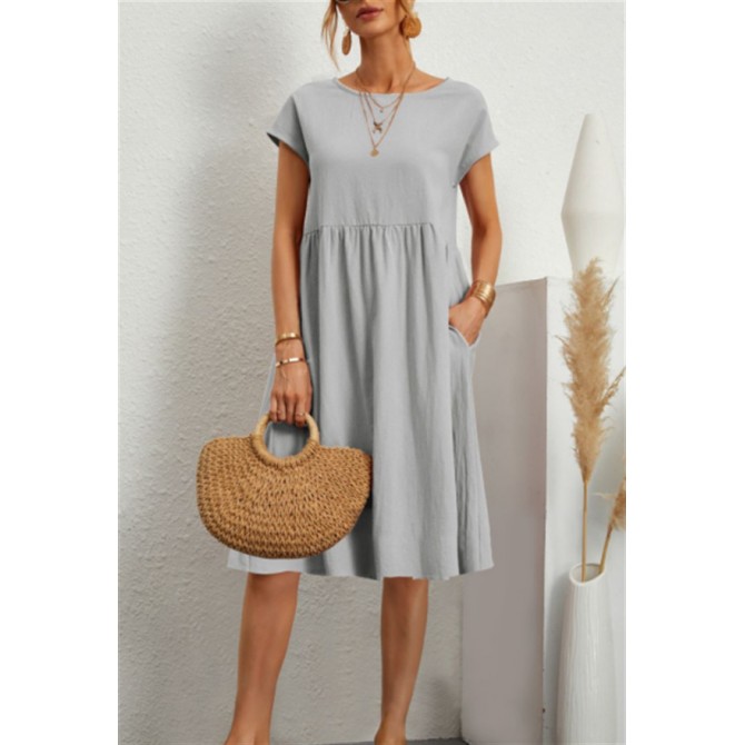 Women's Summer A-Line Dress – Short Sleeve with Pockets