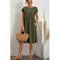 Women's Summer A-Line Dress – Short Sleeve with Pockets