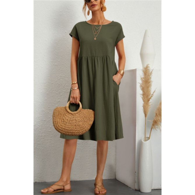 Women's Summer A-Line Dress – Short Sleeve with Pockets