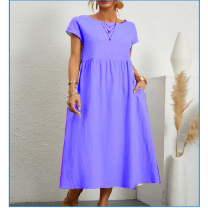 Women's Summer A-Line Dress – Short Sleeve with Pockets