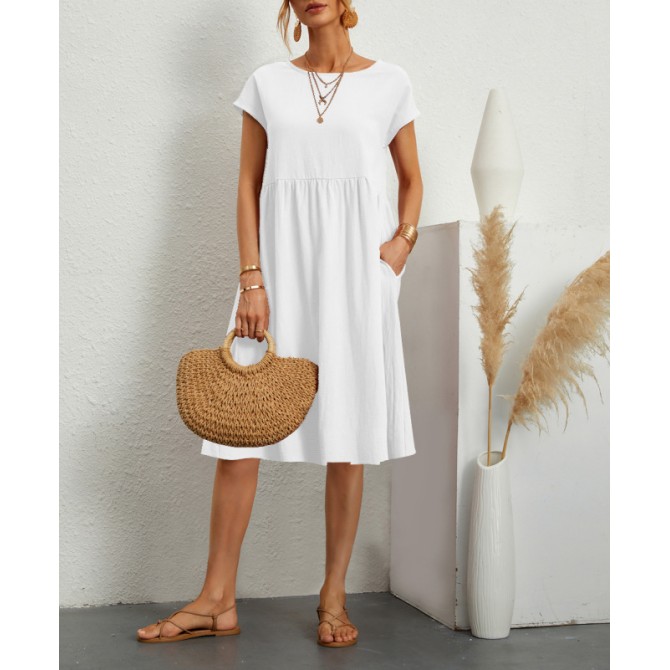 Women's Summer A-Line Dress – Short Sleeve with Pockets