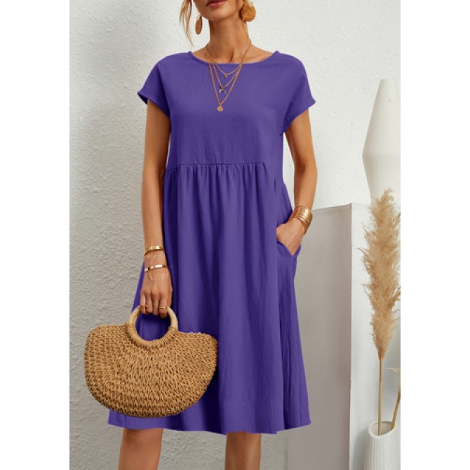 Women's Summer A-Line Dress – Short Sleeve with Pockets
