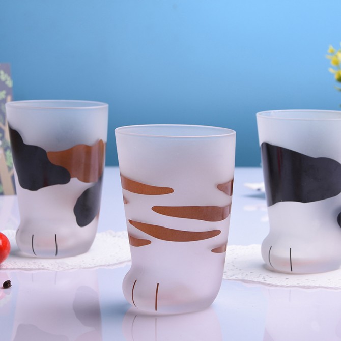 Cute Cat Paw Glass Mug – Coffee, Milk, Gift Tumbler