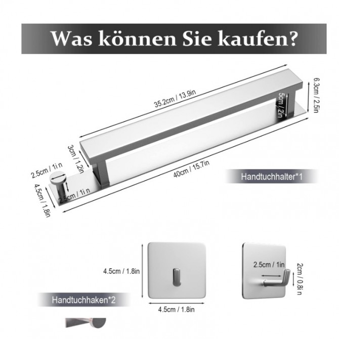 Self-adhesive Punch-free Bathroom Stainless Steel Towel Bar