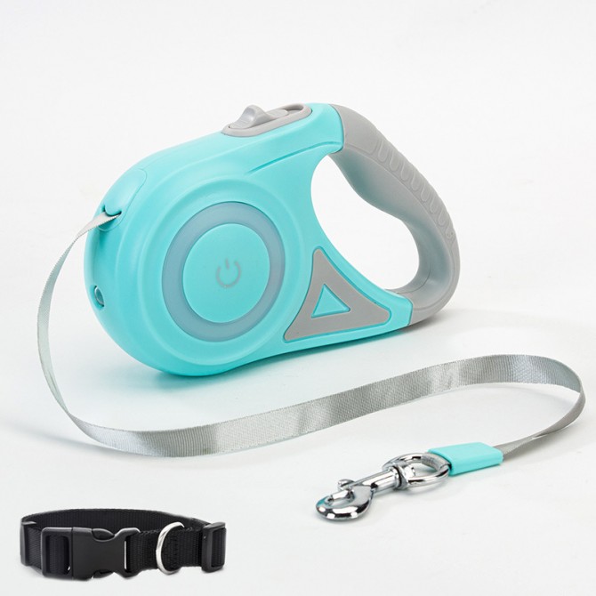 Retractable Dog Leash with Collar & LED Spotlight