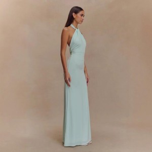 Sexy Backless Halter Bodycon Maxi Dress – Party Wear