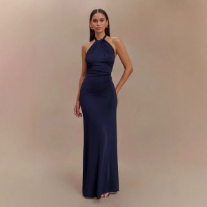 Sexy Backless Halter Bodycon Maxi Dress – Party Wear