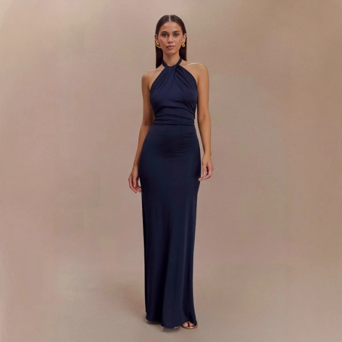 Sexy Backless Halter Bodycon Maxi Dress – Party Wear