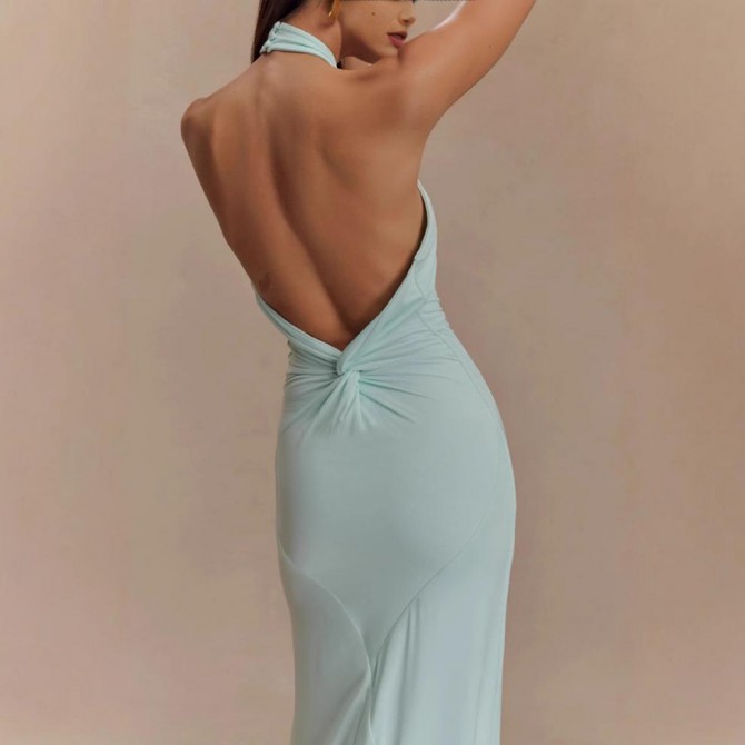 Sexy Backless Halter Bodycon Maxi Dress – Party Wear