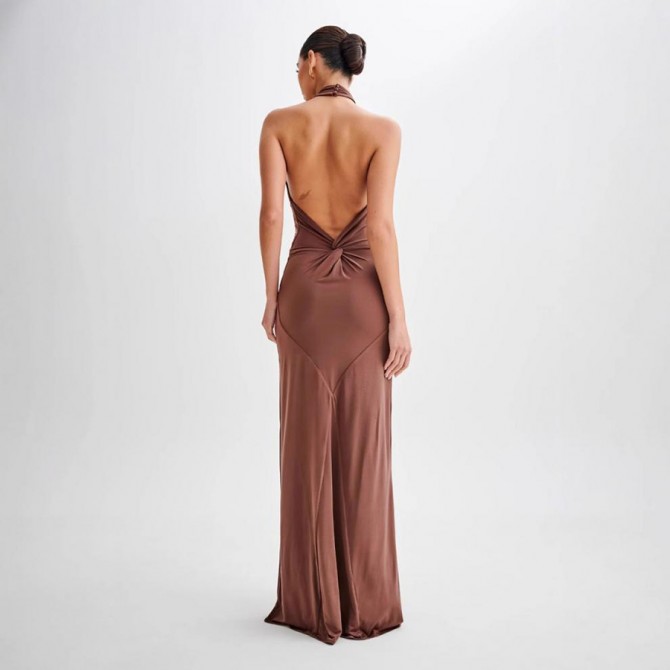 Sexy Backless Halter Bodycon Maxi Dress – Party Wear