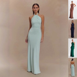 Sexy Backless Halter Bodycon Maxi Dress – Party Wear