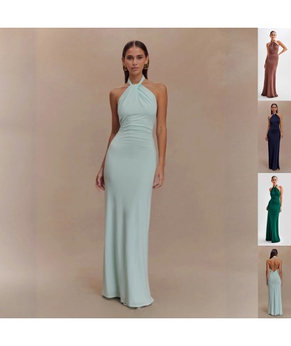 Sexy Backless Halter Bodycon Maxi Dress – Party Wear