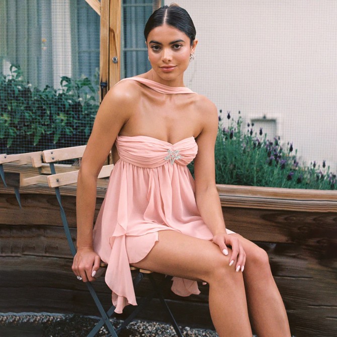 Sexy Backless Halter Mini Dress Summer Party Wear