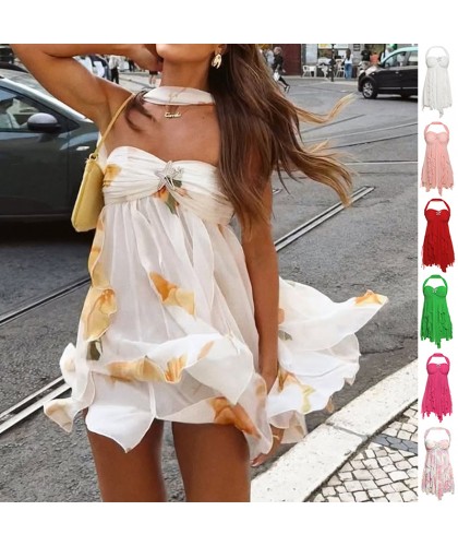 Sexy Backless Halter Mini Dress Summer Party Wear