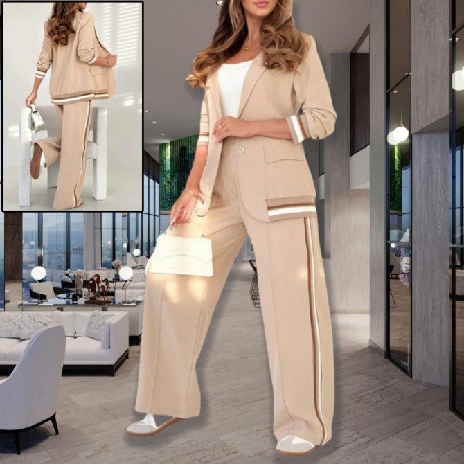 2-Piece Women's Office Suit – Jacket & Wide-Leg Pants