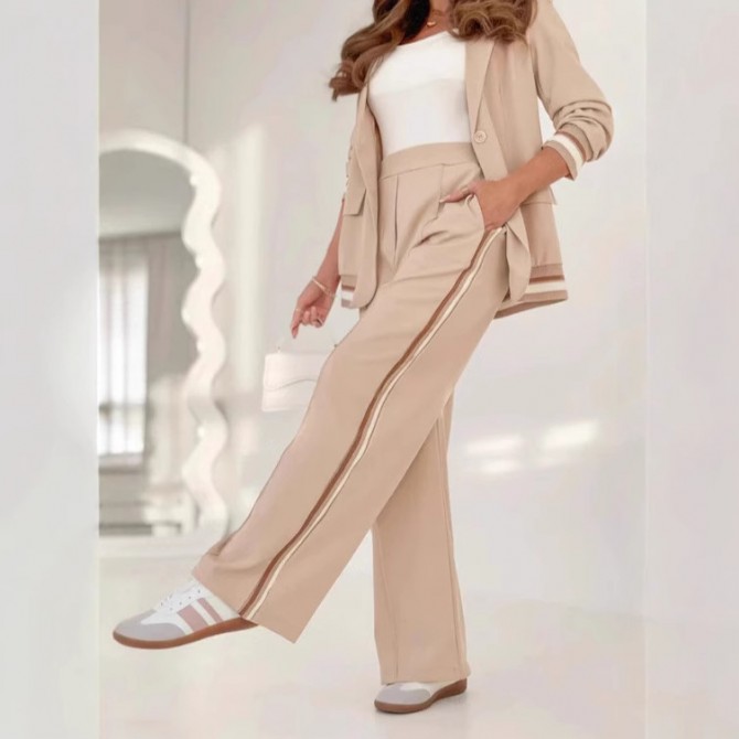 2-Piece Women's Office Suit – Jacket & Wide-Leg Pants