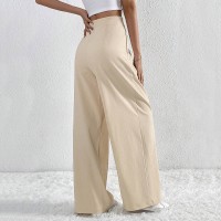 Women's Solid Color Pleated Wide-Leg Casual Pants
