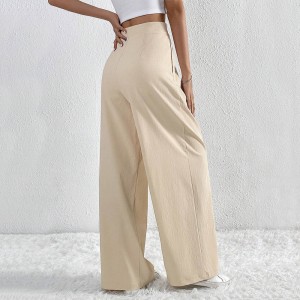 Women's Solid Color Pleated Wide-Leg Casual Pants