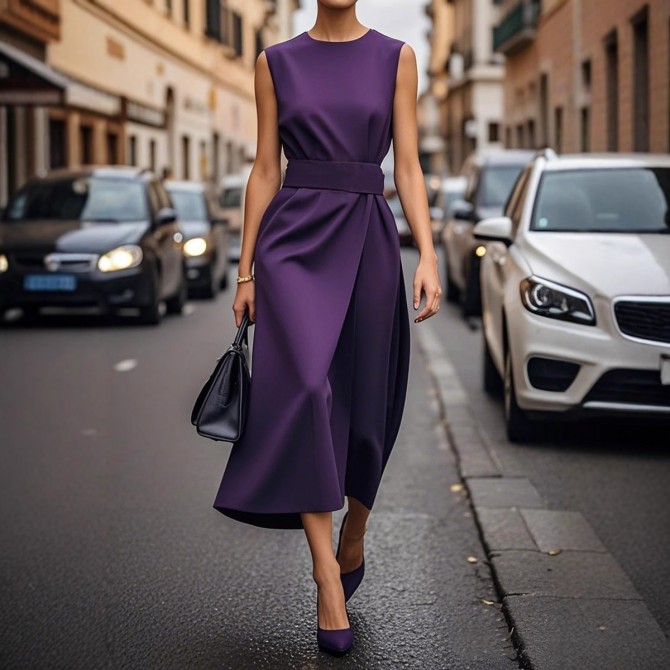 Women's Sleeveless Irregular Dress with Belt – Slim Fit