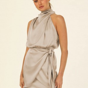 Elegant Halter Neck Dress – Sleeveless Party Outfit