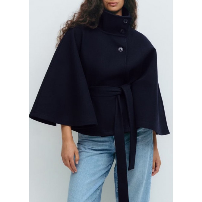 Women's Winter Batwing Coat High Neck with Belt