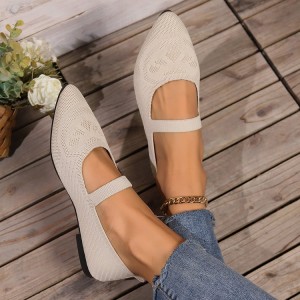 Flyknit Pointed Flat Bottom Pumps Women's Low-cut Shoes