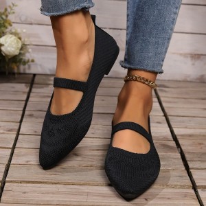 Flyknit Pointed Flat Bottom Pumps Women's Low-cut Shoes